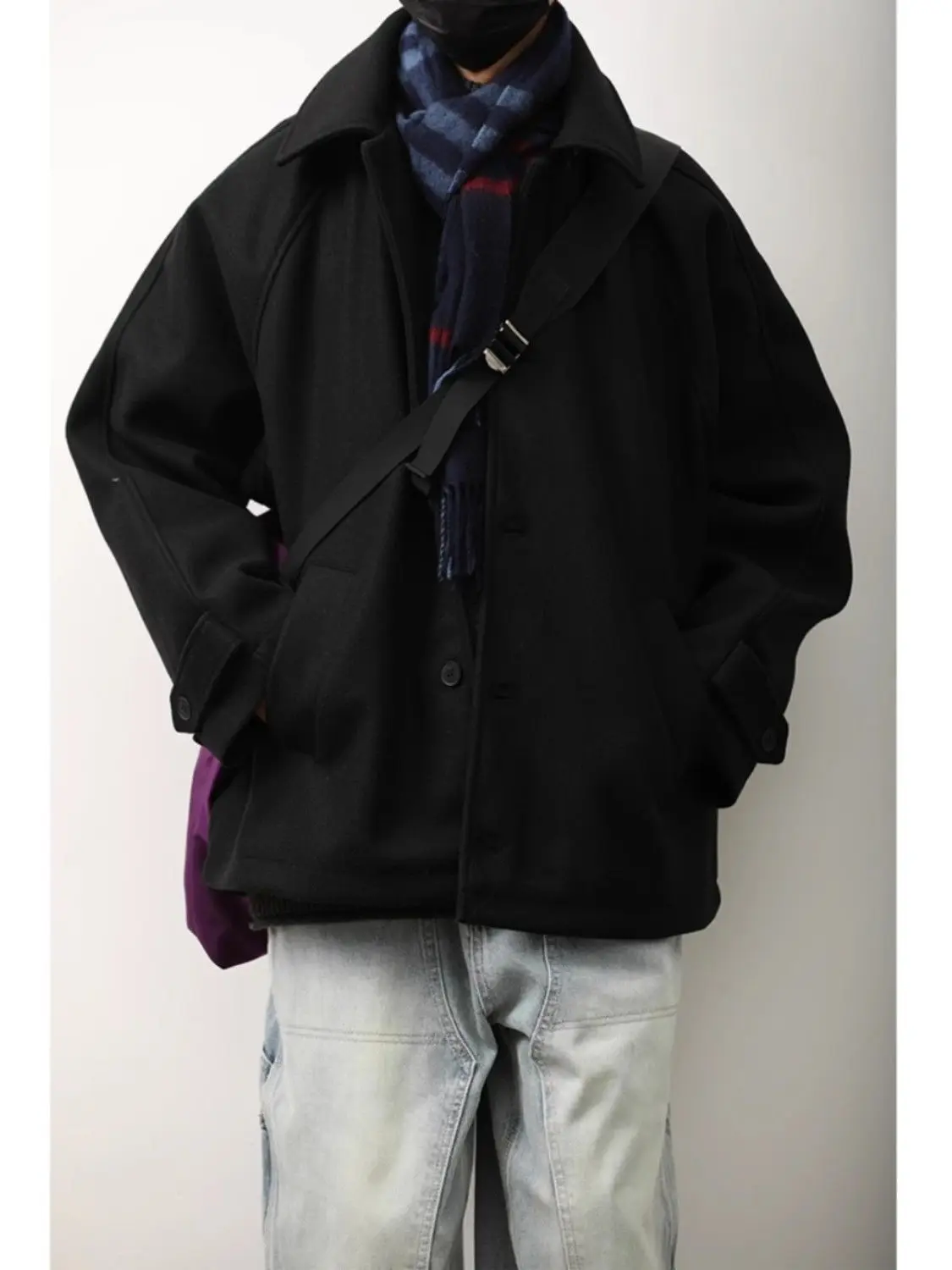 

Мужское длинное пальто из шерстяной смеси с полосками под зебру, с лентами и декоративными полосками, стильное