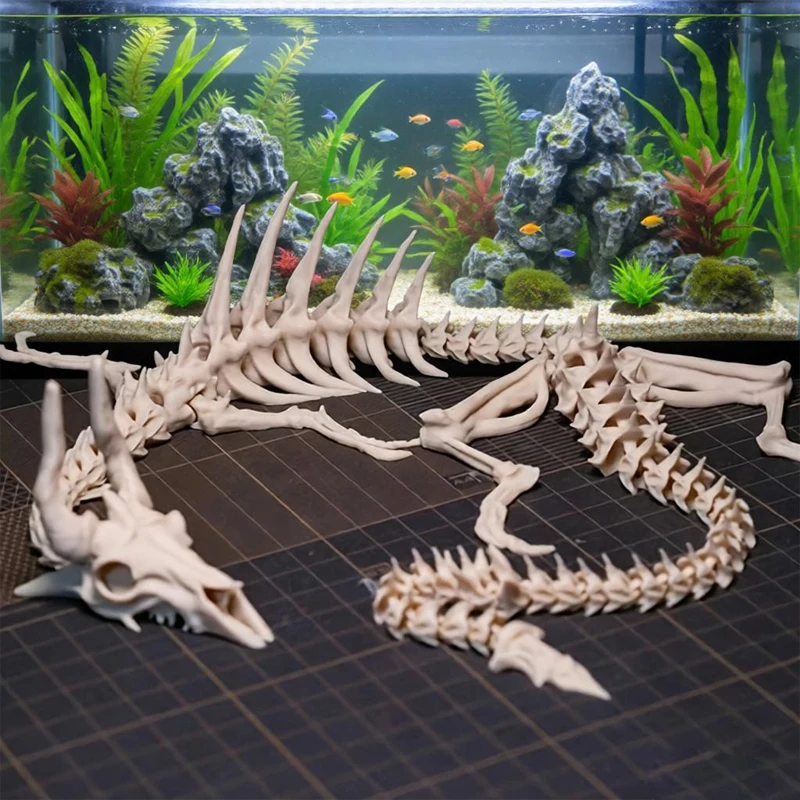 1Pc Articulated Jointed Keel Aquarium Dragon-Shaped Fishbone Decoration Flexible Spine Movable Joints Posing For Home Halloween