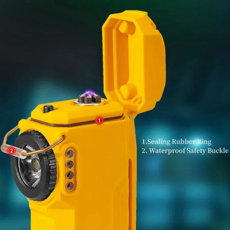 يندبروف ومقاوم للماء ضوء قوس مزدوج في الهواء الطلق مصباح يدوي متعدد الوظائف ضوء الطوارئ USB شحن سريع ضوء ولاعة #5