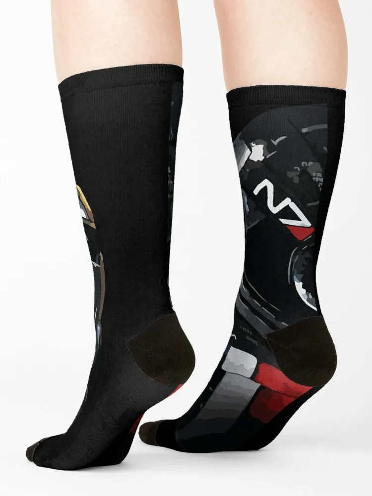 N7 Commander Shepard Mass Effect Socks هدايا عيد الميلاد للرجال من القطن عالي الجودة مصمم لكرة القدم للرجال والنساء #4