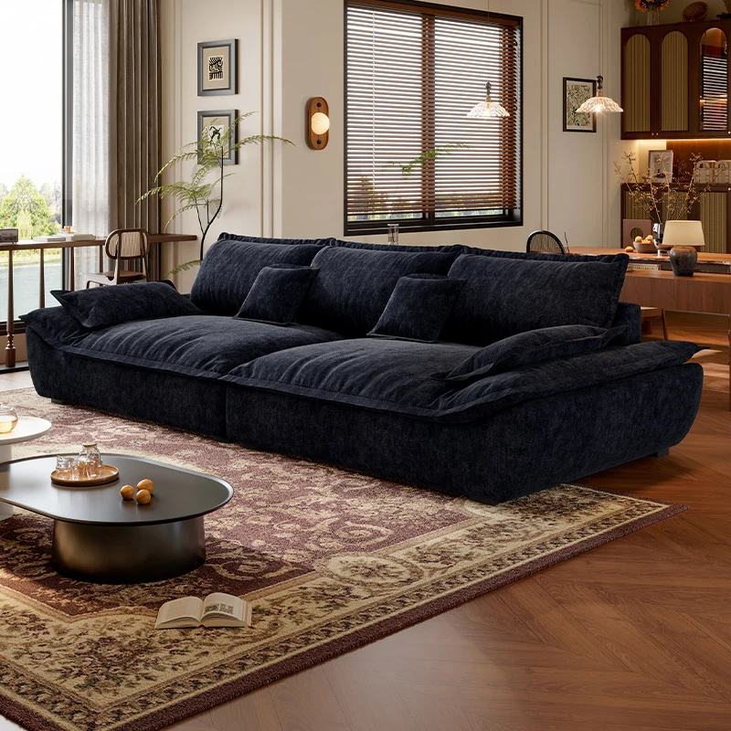 

French retro style sailing sofa, small apartment, large sitting depth in the living room, fabric sofa