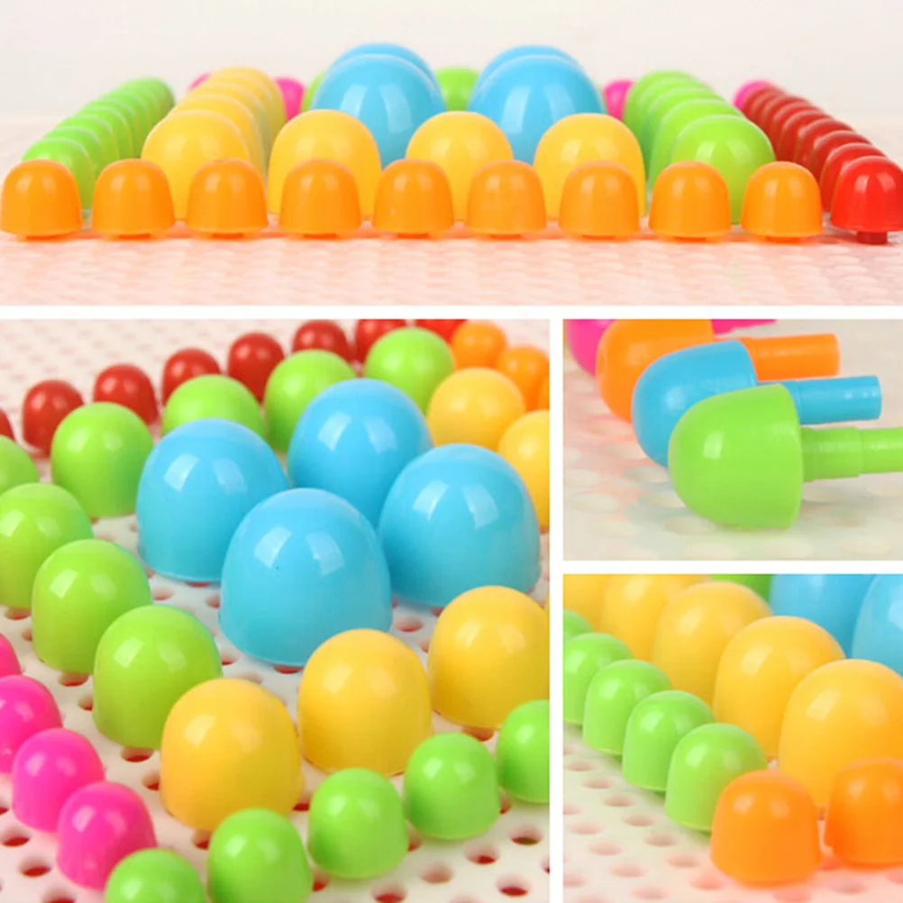 296 Pcs Mushroom Nail Toys Jigsaw Puzzle Peg Board for Kids Boards Gear Pegs Play DIY Pegboard