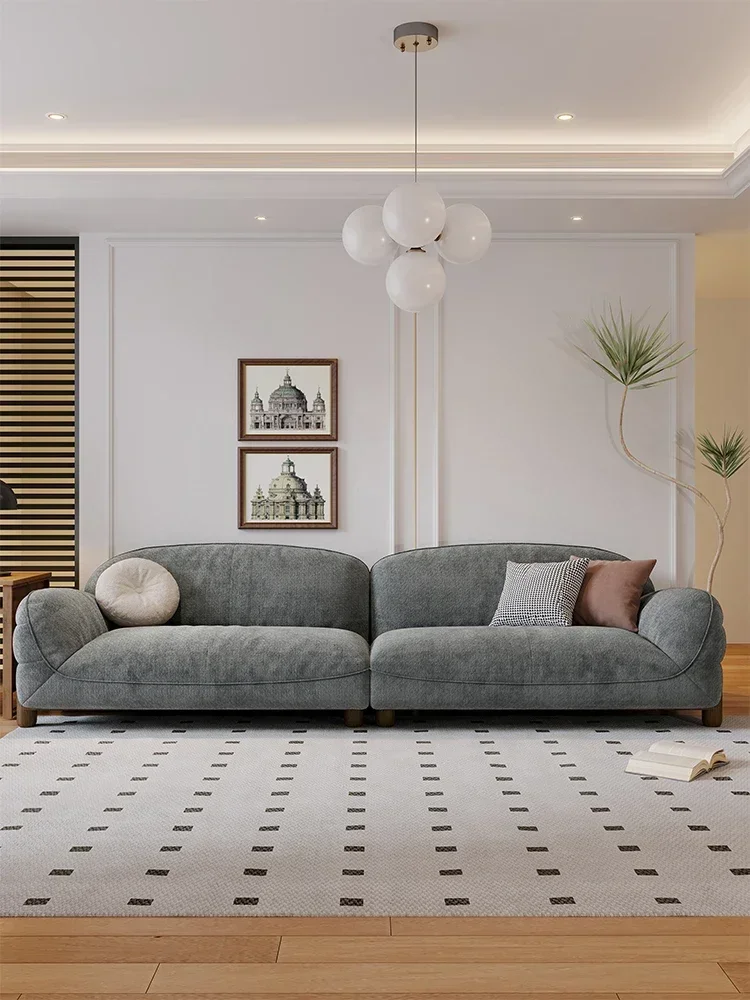 

Fabric Sofa Simple Modern Living Room Small Apartment Three-Seat Straight Row Sofa