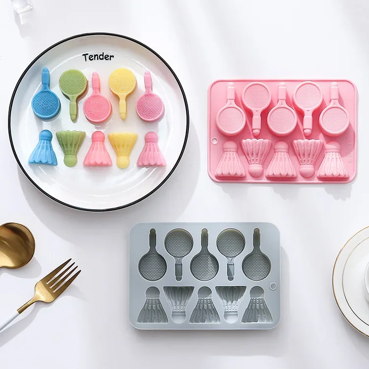 

10-hole Badminton Theme Modeling Silicone Mold Fondant Cake Chocolate Mold Ice Cube Cake Mould Baking Accessories