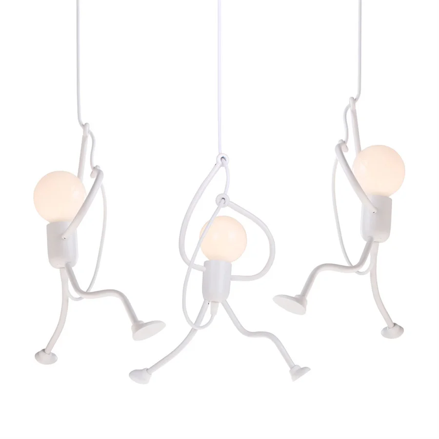 nordic criativa boneca de escalada led pendant light restaurante quarto presente para quarto infantil lampada pendurada e27 01