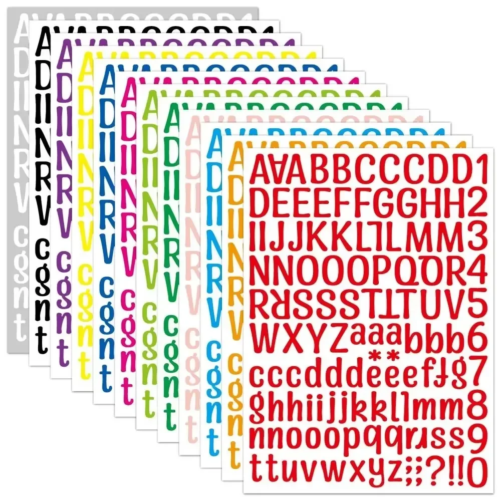 10Pcs Colorful Letter Stickers Words Sticker Self-Adhesive Vinyl Alphabet Number Sticker for Mailbox Sign Door Address Number