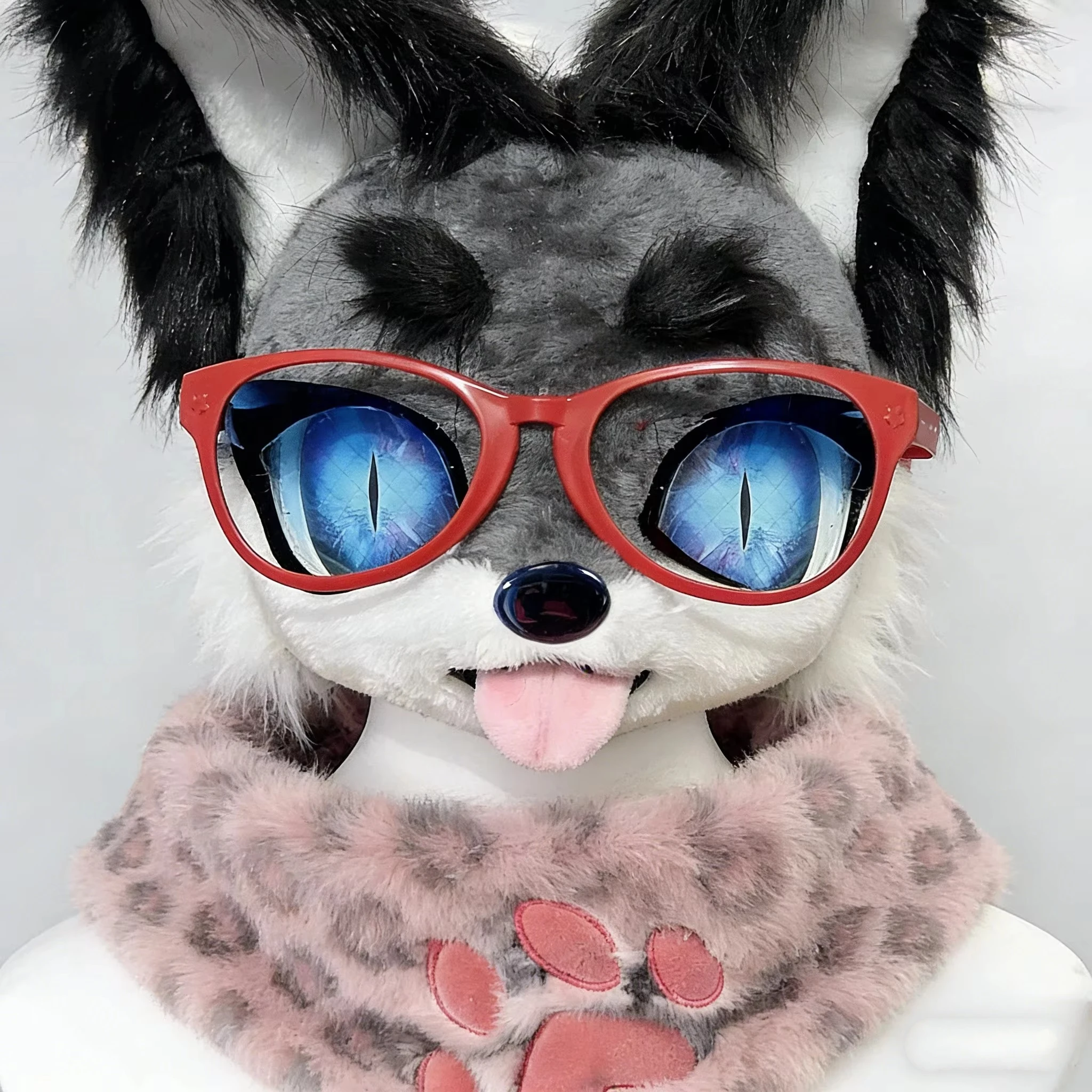 Furry Paw Scarf Orange Tabby Cat  Leopard Tiger Print Fluffy Cat Paw Triangle Neck Scarf for Fursona Cute Firsuit Accessories
