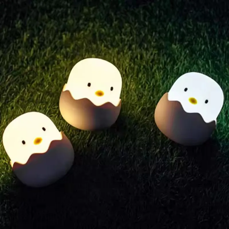 Duck Silicone Night Light for Children With Timer Usb Rechargeable Dimming Touch Lamp Sleeping Bedroom Cartoon Animal Decor Gift