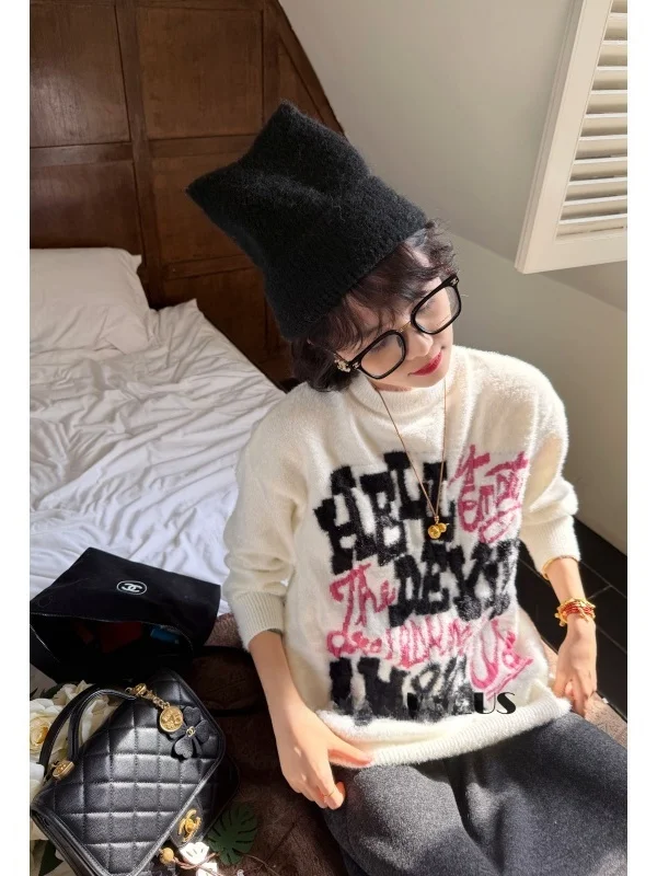 

plus Size Knitted Long Sve Sweater Trendy Fatter Blogger Sle Witch MoNvKiKiPlus Design Slimming Polyester Fiber Women's ...