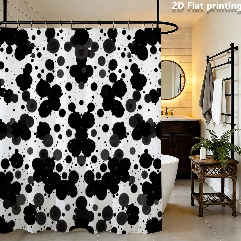Black Grey Ink Splatter Shower Curtain Modern Polyester Bathroom Curtain 72x72 Inch with Grommets Machine Washable