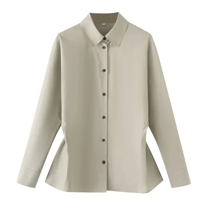 

Cotton Blouses for Lady Grey Basic Vintage Blouse Harajuku Fashion Ladies Tops Autumn Women's Shirt Long Sleeve Shirt