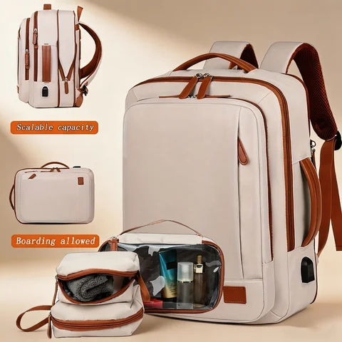 OGEHUAFEE daily commuting computer backpack, computer backpack+three piece set+3pcs storage bag, expandable travel and business laptop backpack, multi-functional lightweight backpack
