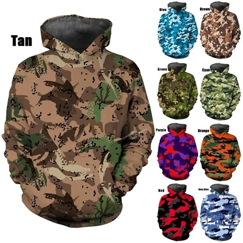 3D Print Camouflage Graphic Sweatshirts For Men Women Fashion Casual Pullover Hoodies Loose Plus Size Streetwear Hoodies