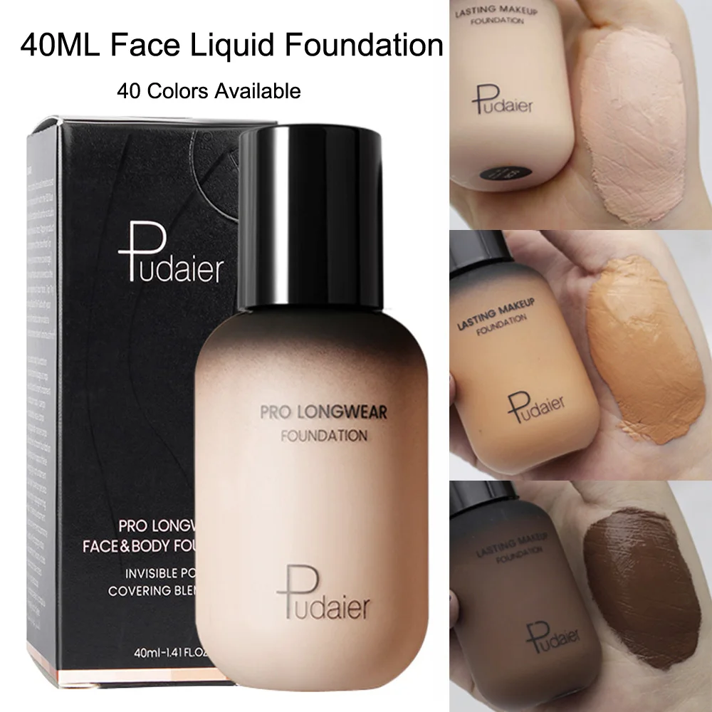 40ML Face Liquid Foundation Full Concealer Makeup Waterproof Base Brighten Whitening Cover Dark Circle Matte Foundation Cosmetic