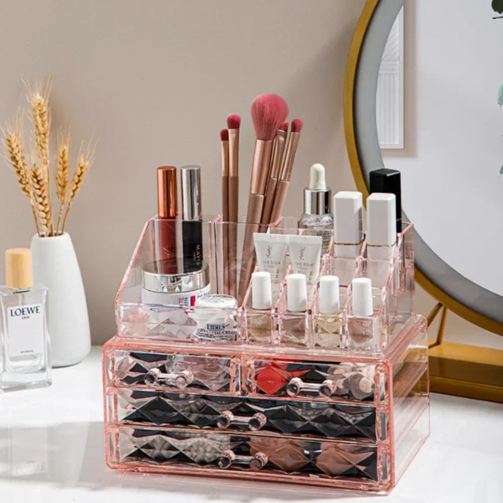 

Desktop Skincare Storage Rack Cosmetics Storage Box Household Storage Organizer Shelves Transparent Dust-proof Plastic Box