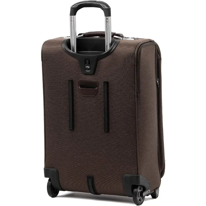 Platinum Elite Softside Expandable Carry on Luggage, 2 Wheel Upright Suitcase, USB Port, Men and Women, Rich Espresso