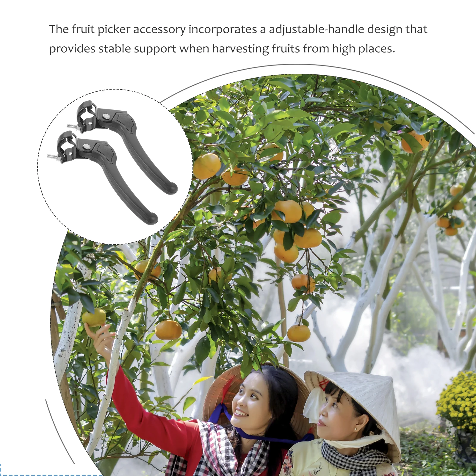 

2pcs Fruit Picker Handle Adjustable Extendable Harvesting Tool for Tall Trees Sturdy Lightweight Plastic Design