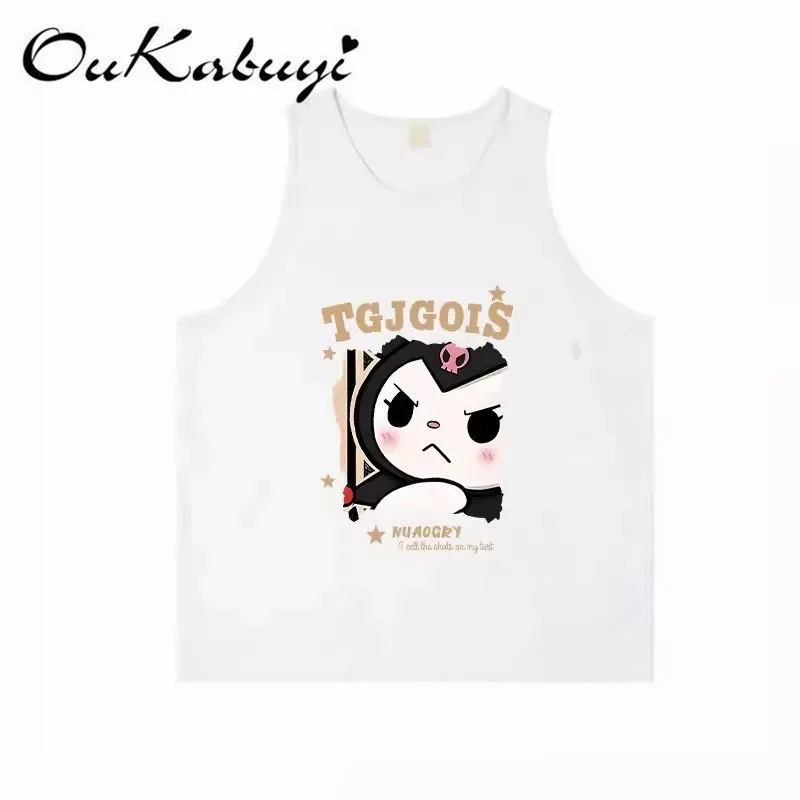 Miniso Sanrio Short Tops Women Summer Round Collar Tank Top Cute Slveless Leisure Comfortable Student Female Crop Tops Girl Gift