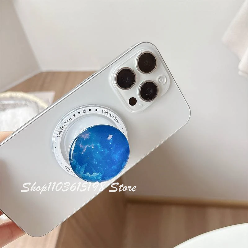 Корейский милый магнитный держатель со звездным небом и кристаллами, ручка Tok Griptok, держатель для телефона, подставка для телефона, поддержка iPhone 17, Magsafe Smart Tok