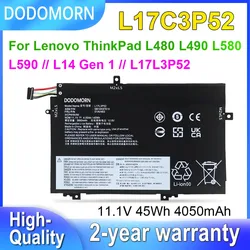 DODOMORN L17L3P52 For Lenovo ThinkPad L480 L490 L580 L590/L14 Gen 1 Laptop Battery L17C3P52 01AV463 01AV466 SB10K97610 45Wh