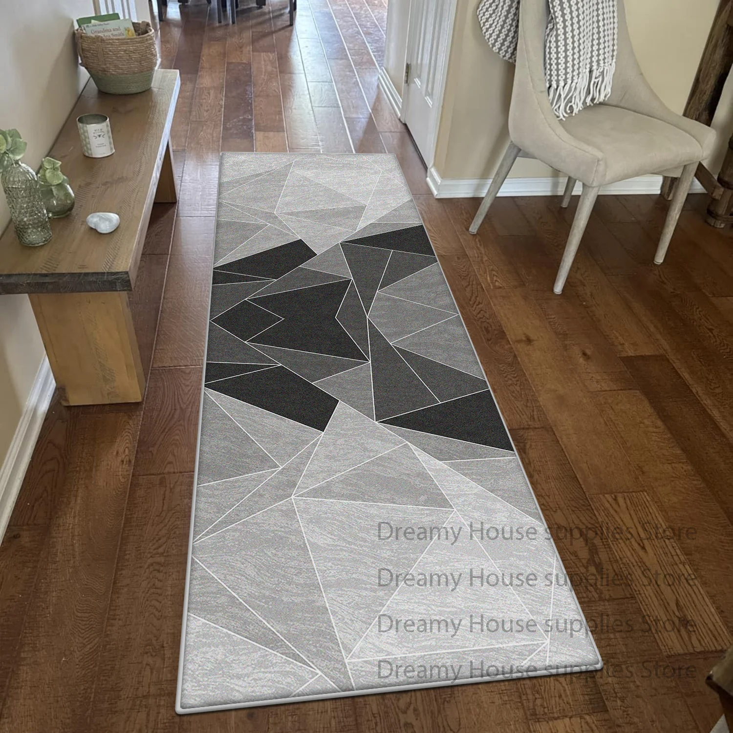 

Modern Simple Style Long Runner Carpet Geometric Decoration Home Kitchen Non-slip Rug Track Lobby Entryway Corridor Washable Mat