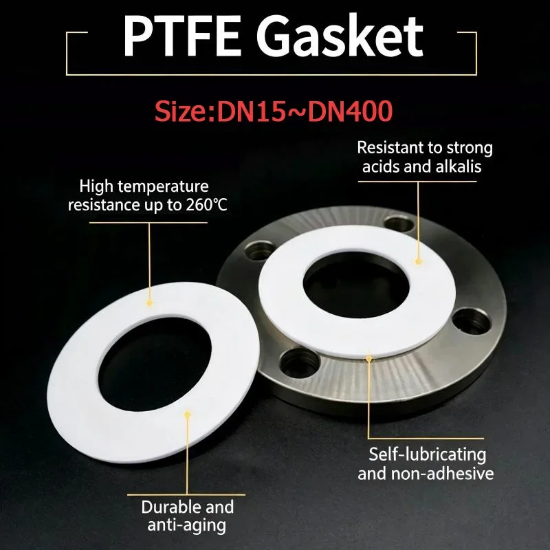 1/5/15Pcs DN15~DN400 Flange Pressure Gauge Water Pipe Joint Gasket PTFE Flat Washer Gasket Spacer Sealing For Pressure Gage
