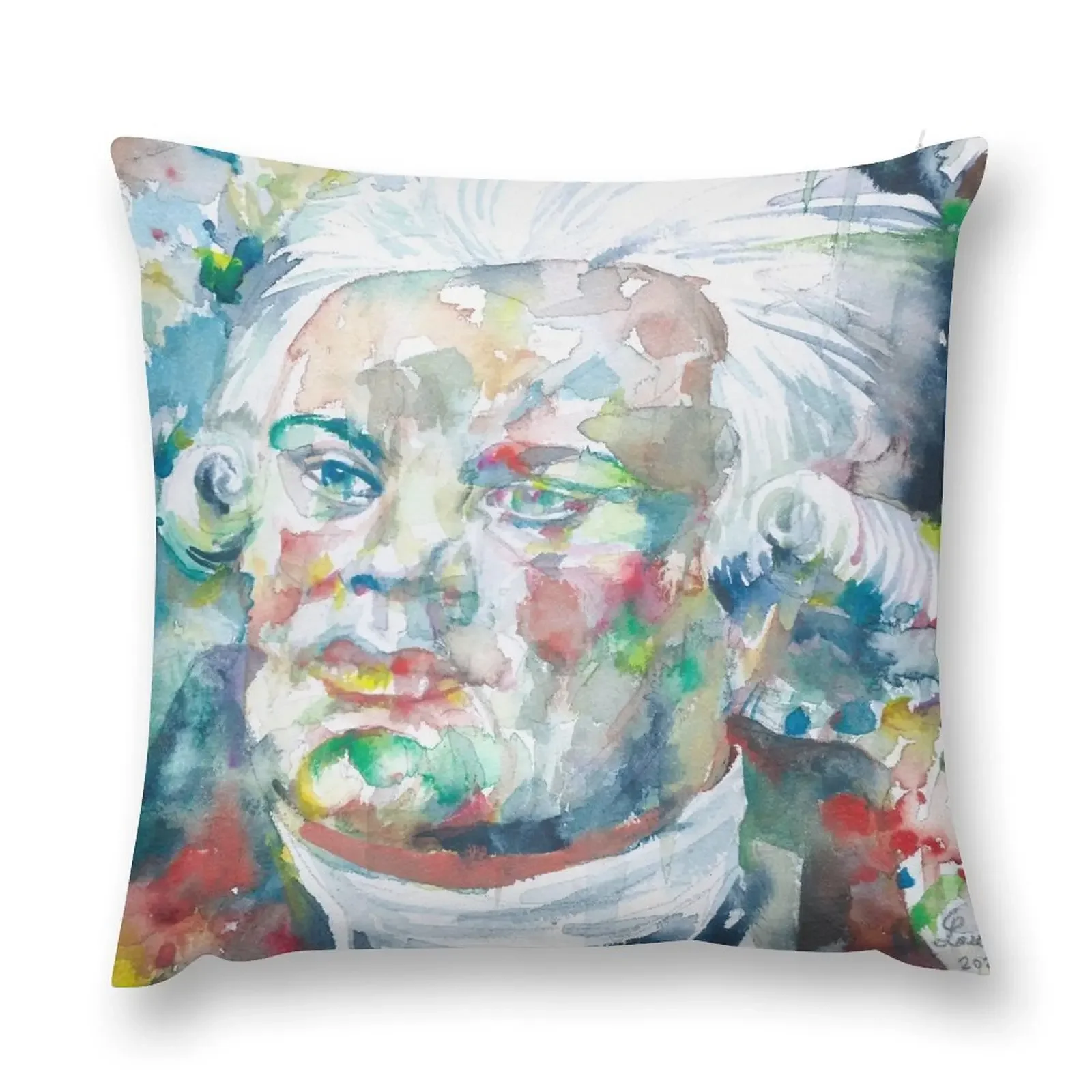 GEORGES DANTON watercolor portrait Throw Pillow New year Cushions luxury home accessories pillow