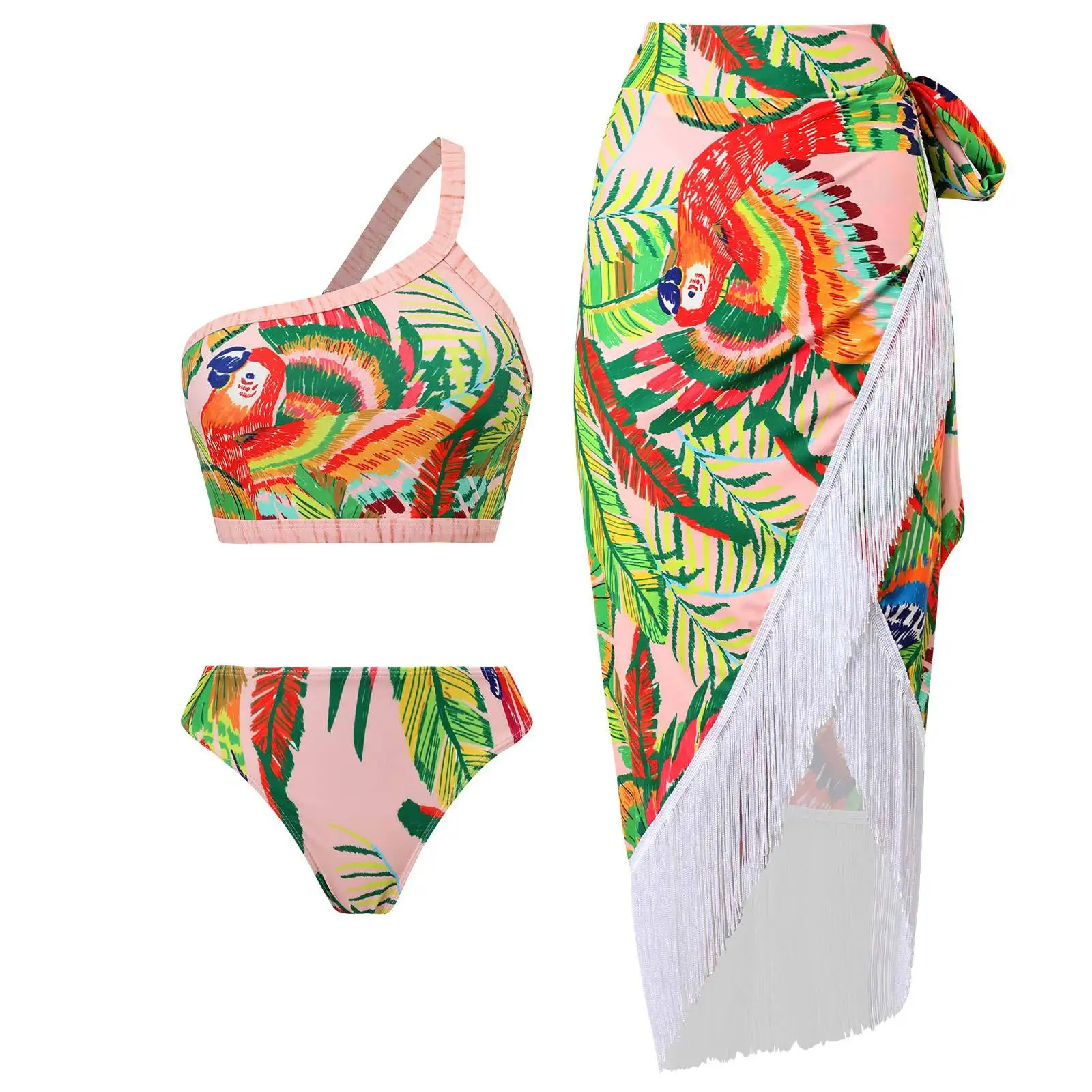 

2023 NEW 2-Piece Women Bikini Set Push Up Floral Printed Ruffle Bikinis Strappy Bandage Swimwear Brazilian Biquini Bathing Suit