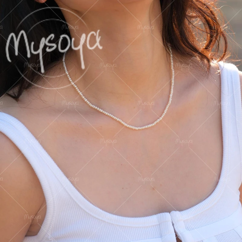 

MYSOYA 2-3mm White Freshwater Pearl Necklace, Suitable for Birthday/ Anniversary/ Wedding/ Mother's Day/ Father's Day Gift A1020