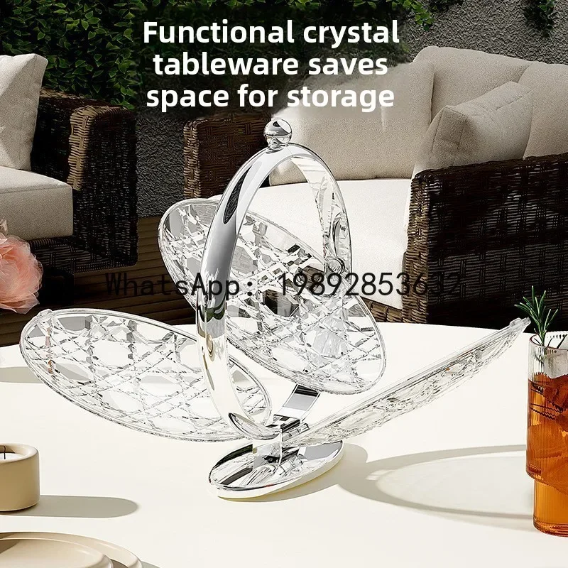 i5.15  Premium Sense Multi-layer Fruit Plate Multifunctional Three-layer Crystal Dessert Rack High Value Dim Snack Storage Rack