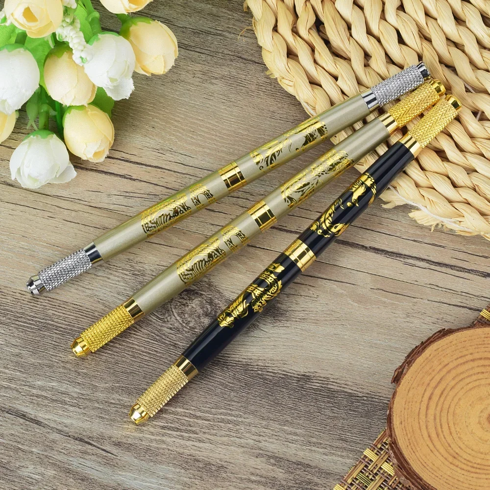 1 قطعة قلم الحواجب Microblading مع 2 شفرات قلم الوشم اليدوي لقلم تجميل دائم أداة الوشم الحاجب Tebori #3