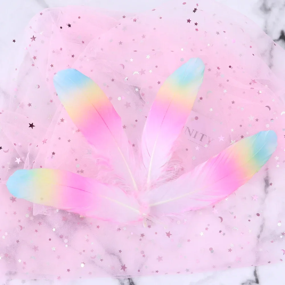Macaron Three-color gradient Goose feather 10pcs/lot 6-8\