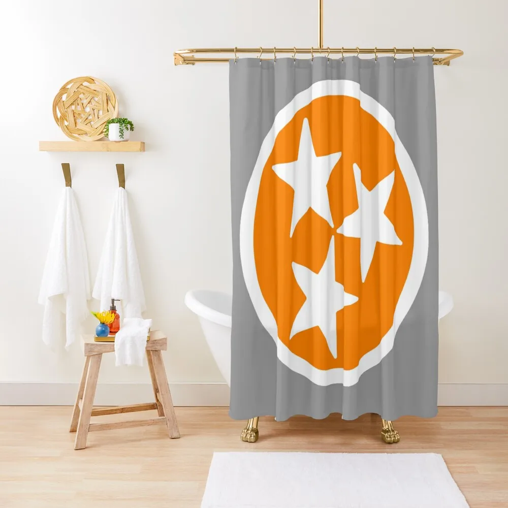 

Orange & White Tri-Star Shower Curtain Accessories For Shower And Services Shower Set For Bathroom Cover Curtain