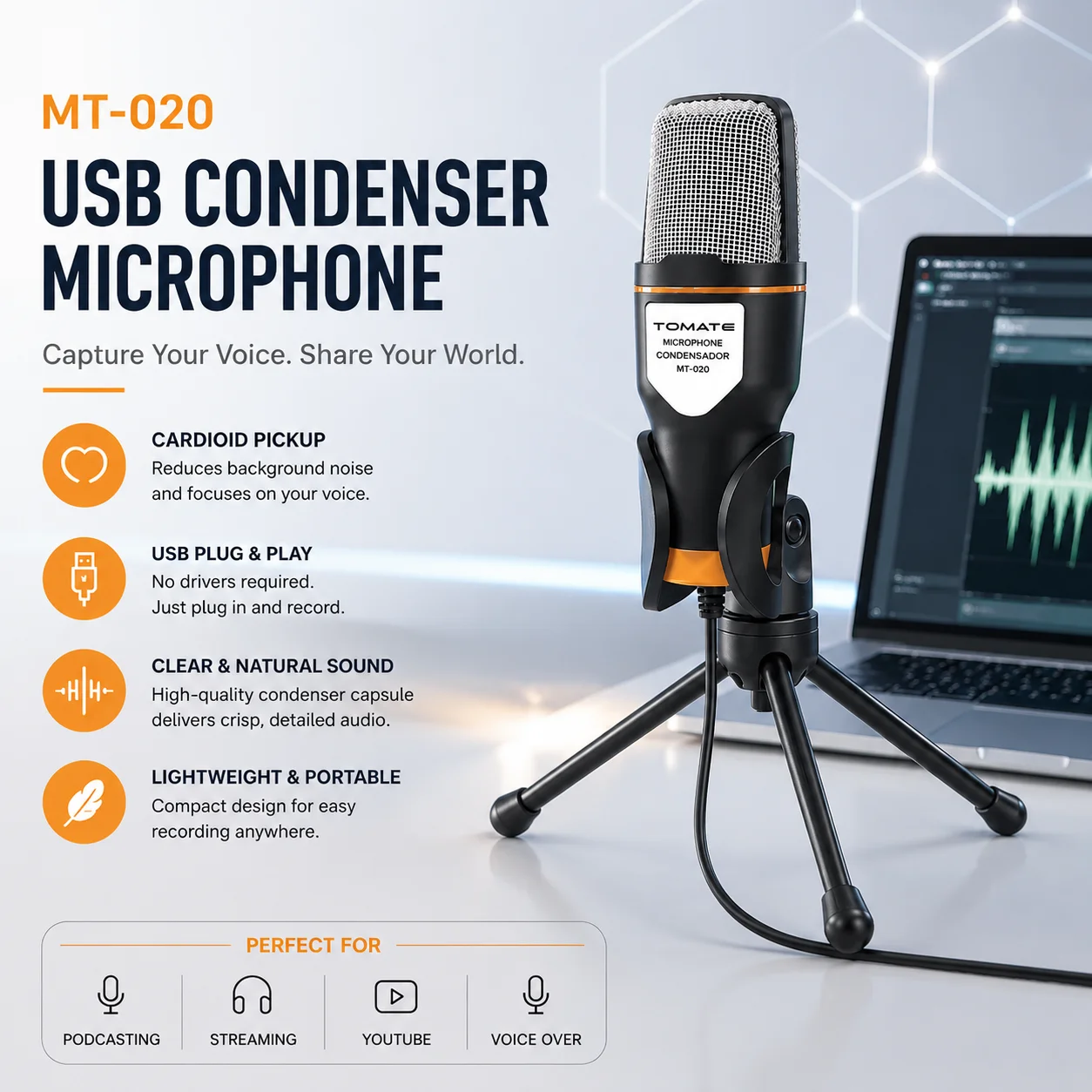 Pc Gaming Online - Micrófono USB para juegos MT-020 con