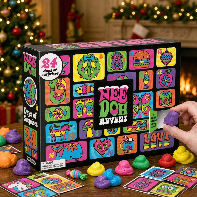 New NeeDoh Christmas Countdown Calendar 3D PVC Fidget Doll Advent Calend Surprise Box Stress Relief Toy New Year Holiday Gift