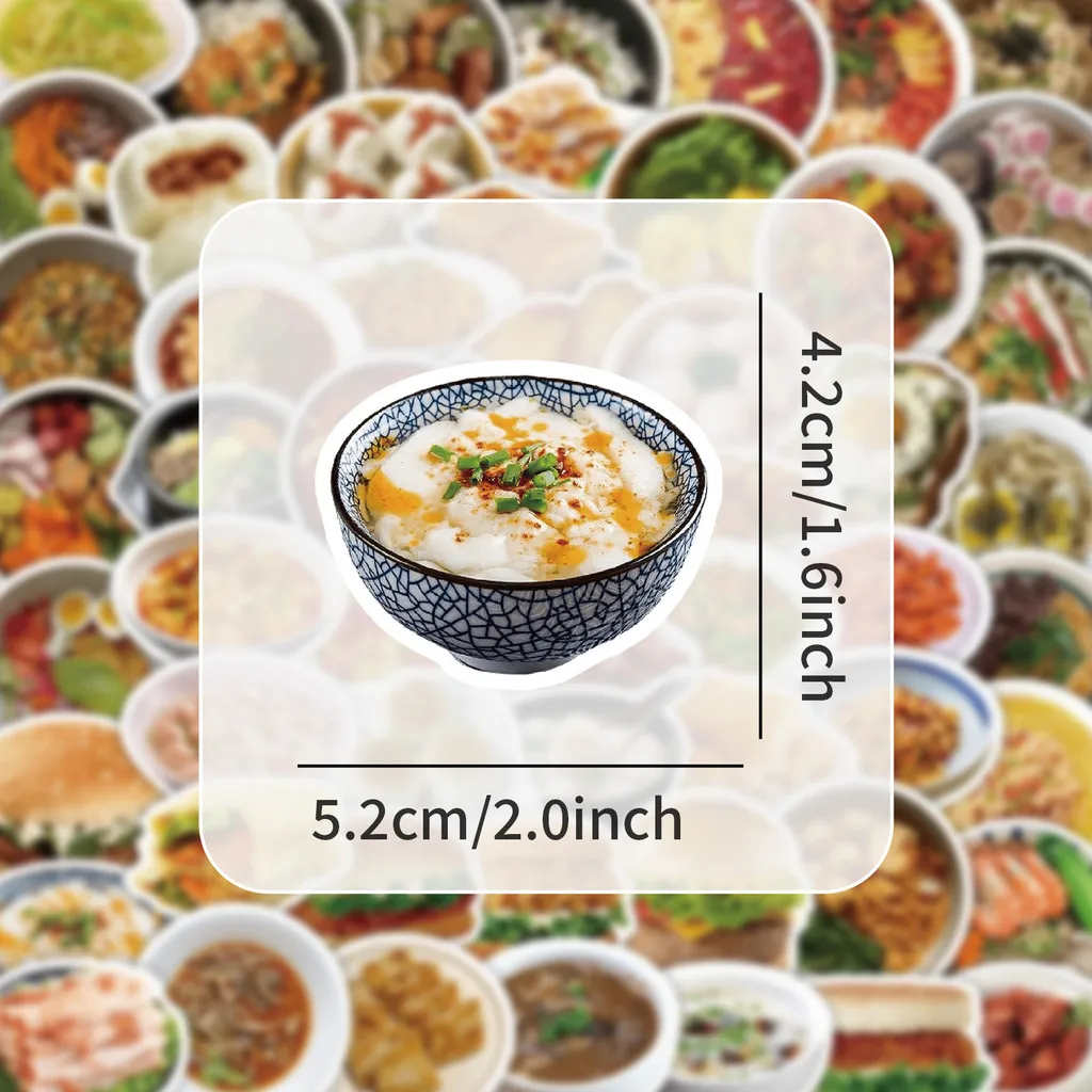 60 قطعة من ملصقات الوجبات الخفيفة الواقعية - شارات المطبخ النابضة بالحياة للمجلات وحافظات الهاتف وزجاجات المياه ومتجر ملصقات BulingBulingBuling #4