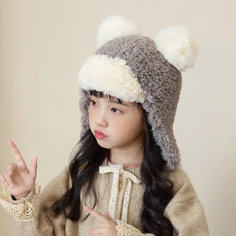 Plush Ear Protector Hood Cute Bear Kids Hat Winter Baby Baby Warm Hat