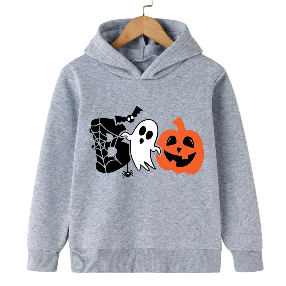 

Halloween Pumpkin Print Street Trend Children Hooded Sweatshirt BoyGirl Autumn Winter Daily Outdoor Casual Party Warm Sportswear