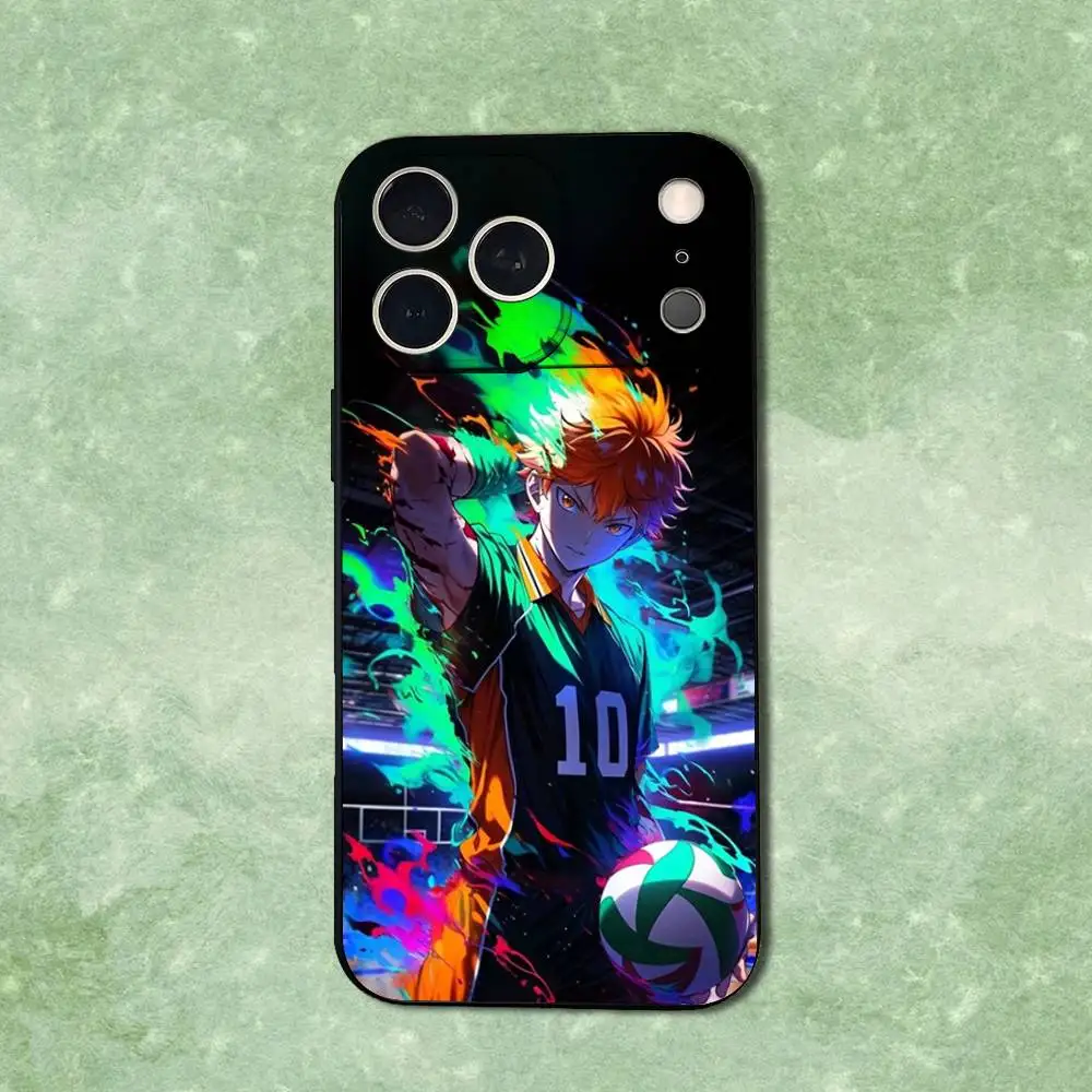 حافظة هاتف رائعة H-Haikyuus K-Karasuno لهاتف iPhone 14,13,17,12,11,16,15,Plus,Pro Max,XS,X,XR,SE,Mini,Soft غطاء أسود من السيليكون #6