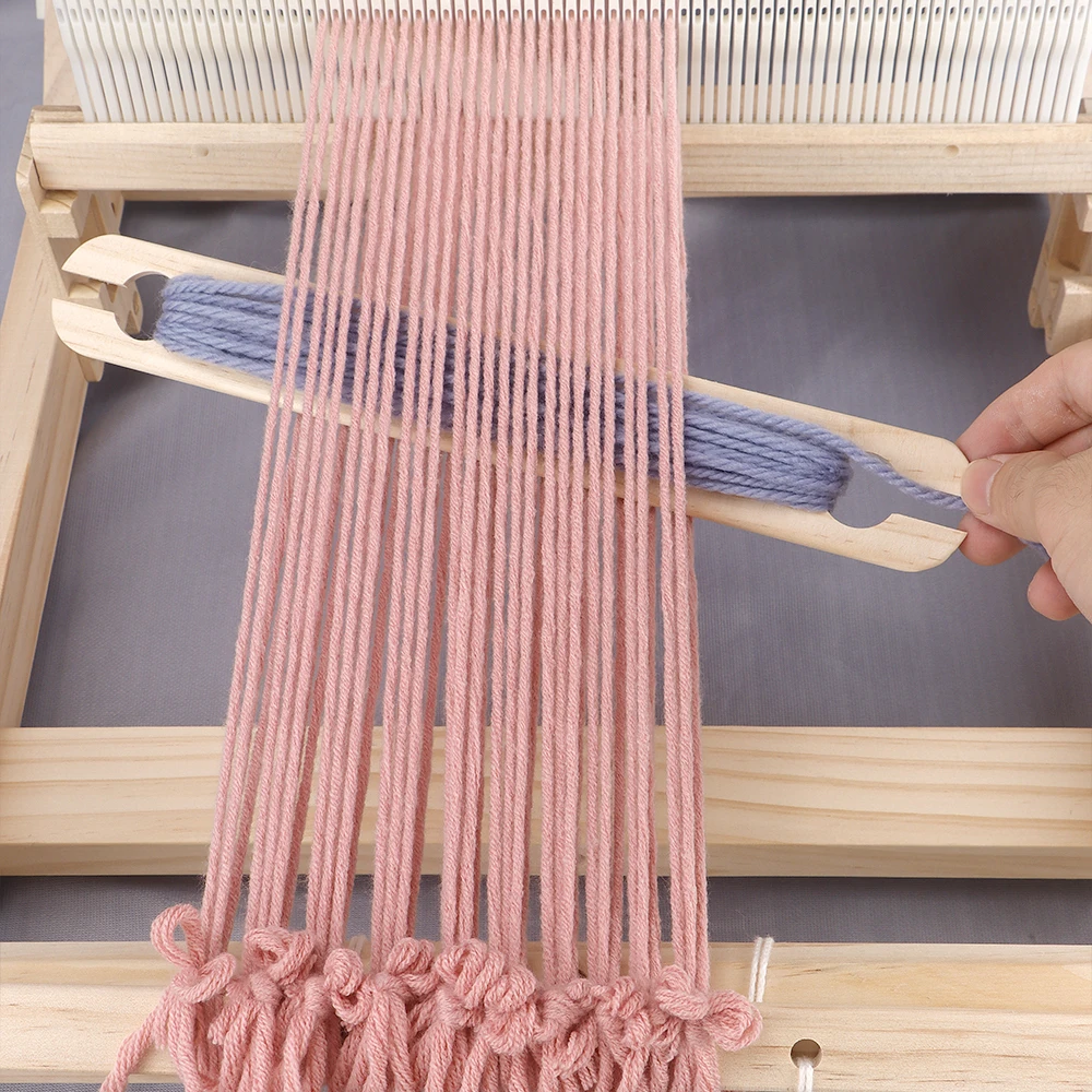 1Set Large-Sized Desktop Weaving Machine Kit, Wooden Loom for Manual DIY Production of Scarves, Tapestries, Carpets 30/10cm