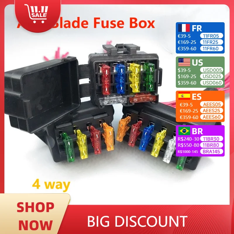 1 Pcs NEW Car 4/6 Way Circuit Standard ATO Blade Fuse Box Block Holder 12V / 24V  Fuse For 15CM Handlebar Motorcycles E-Bike