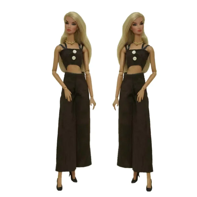 

Black Crop Top Pants 1/6 BJD Clothes For Barbie Doll Clothes Princess Outfits Set Shirt Trousers 1:6 Accessories Girl Toys Gift