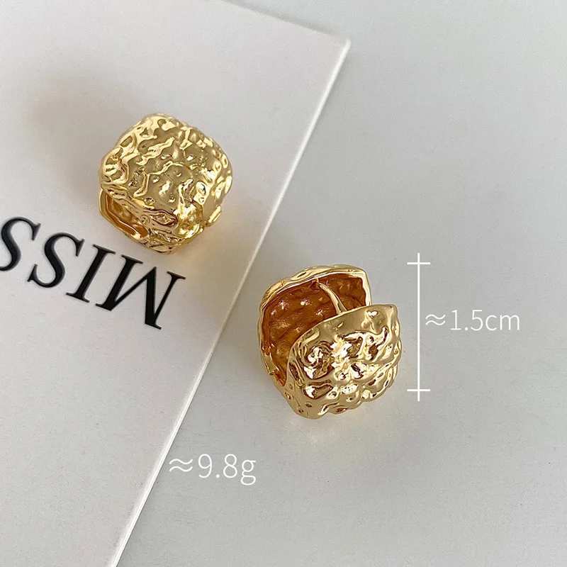 Silver Color Minimalist Lava Square Hoop Earring for Charming Women Fashoin Jewelry Geometric Personality Accessories
