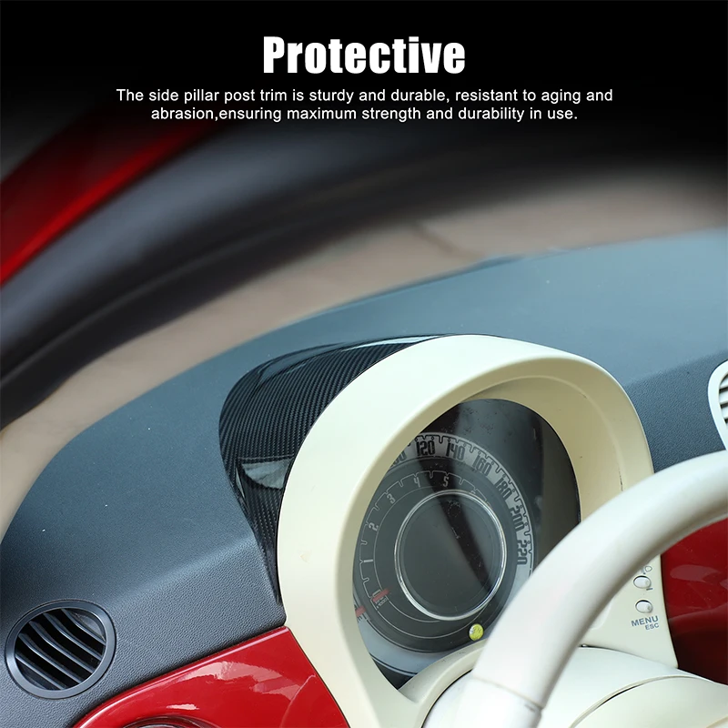 1Pcs Real Carbon Fiber For Fiat 500 2007-2026+ Car Dashboard Decorative Cover Sticker Car Interior Protection Accessories