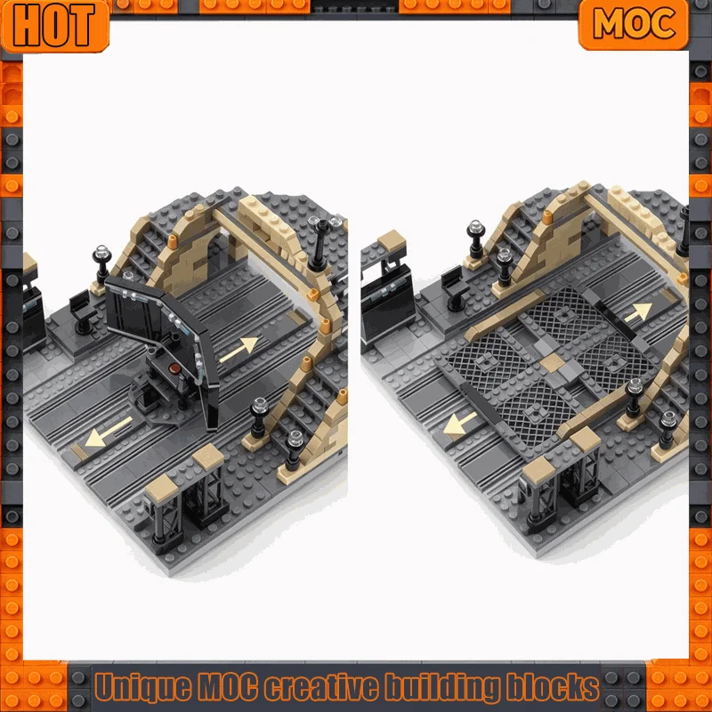 683 PCS Customize Batcave - Secret Train Terminal MOC Customize Modular Building Block Creative Design DIY Boy Festival Toy Gift