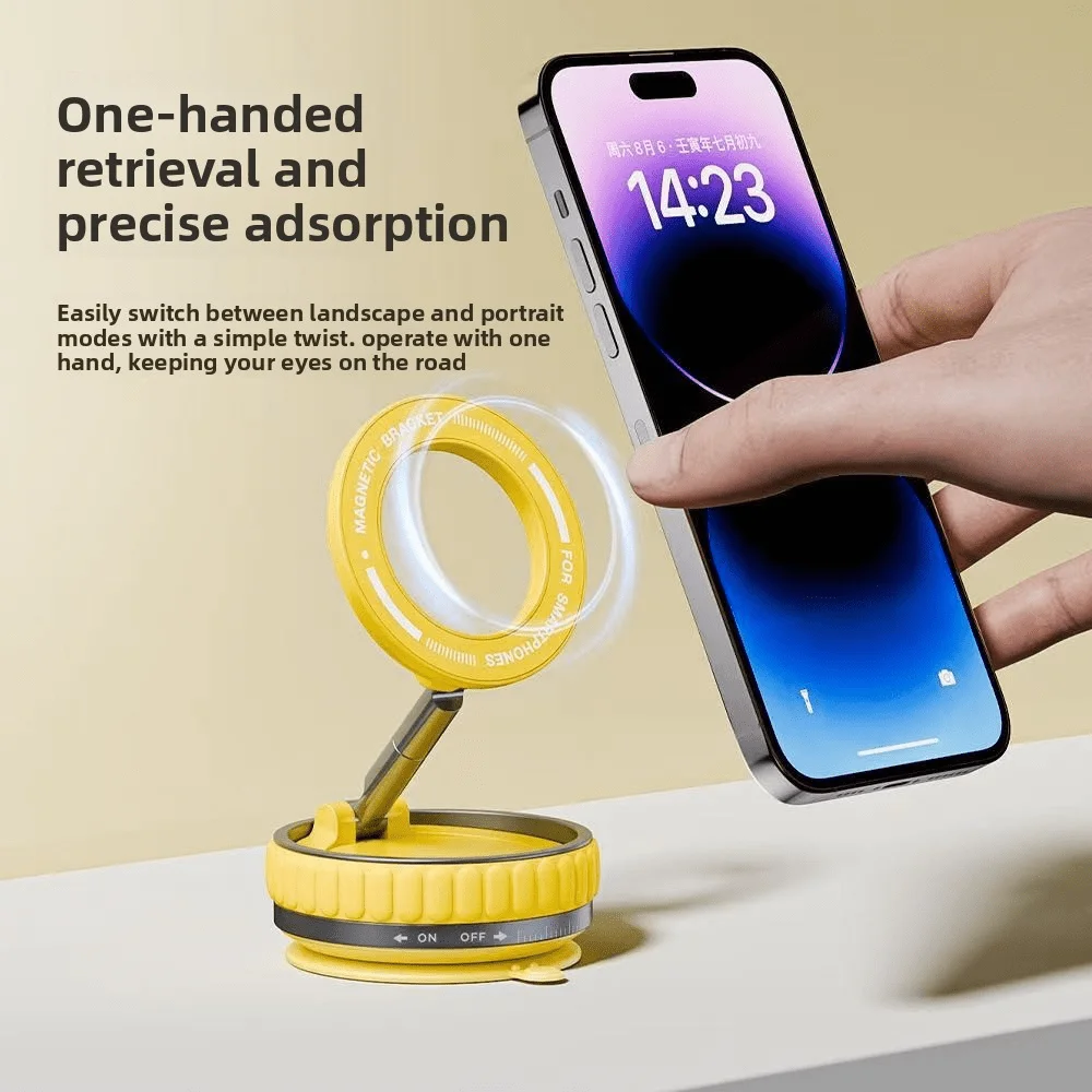 Premium 360° Magnetic Car Phone Holder – Vacuum Suction Car Mount With Rotatable & Foldable Design, Strong Grip For Car Window, Dashboard, Screen & Mirror, Universal Hands-Free Holder Compatible With All Smartphones & Car Models