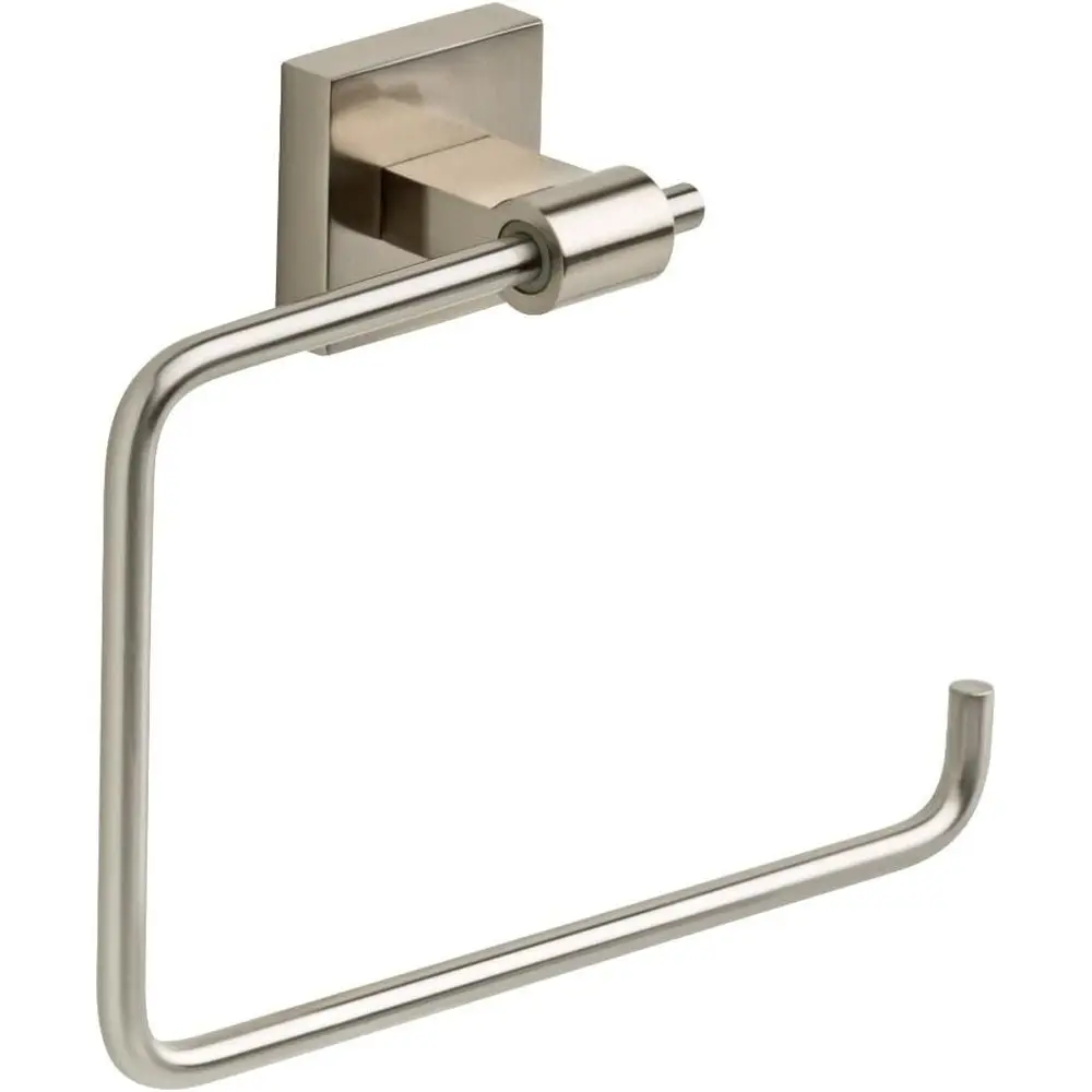 

Sleek Square Satin Nickel Hand Towel Holder for Kitchen or Bathroom