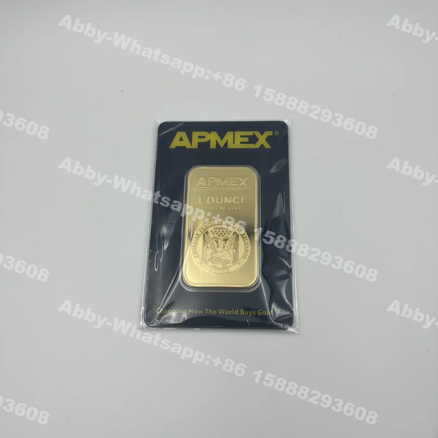 1 oz APMEX gold Bar High Quality Gold plated Apmex Bullion Non-Magnetic sealed packing copy bar for display sample collectible