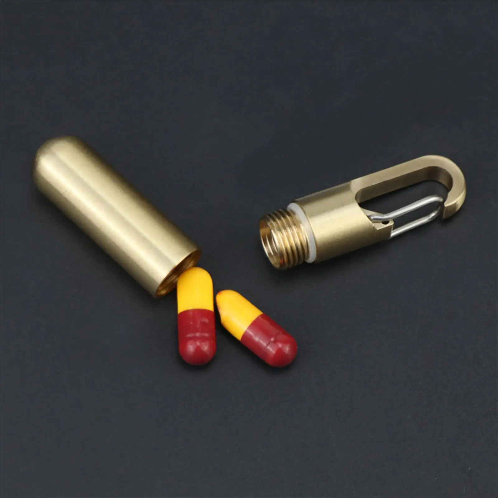 

Small Mini Pill Case Pendant Portable Pill Case Bottle Brass Keychain Pill