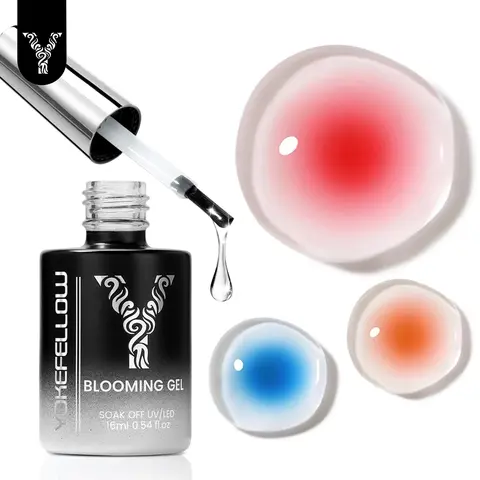 YOKEFELLOW 16ml Blooming Gel Clear Watercolor Gel Polish for Spreading Effect Marble Soak off Uv LED Gel Varnish Nail Art DIY